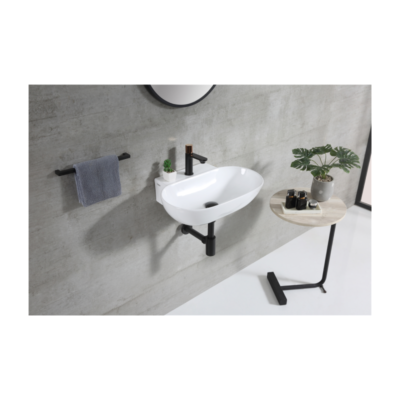 Rubine VENTO 55M Wall-Hung Oval Ceramic Basin