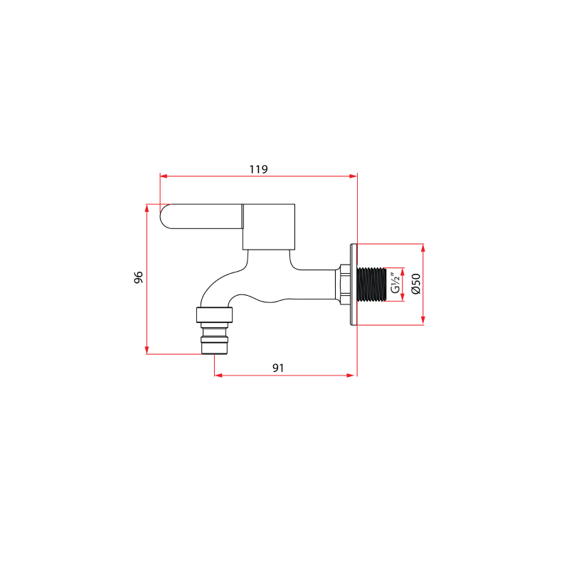 Rubine ALTA U91375 SS Union Tap