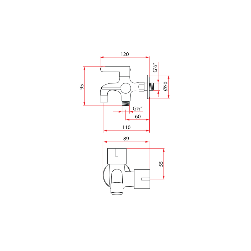 Rubine ALTA T91331 2 Way Tap