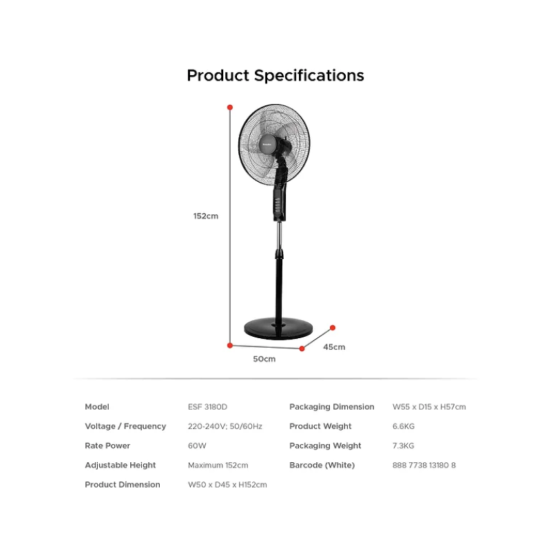 Europace ESF3180D 18" Stand Fan