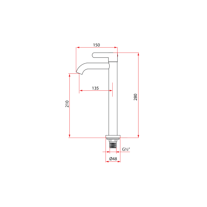 Rubine ALTA P91325L Tall Basin Tap