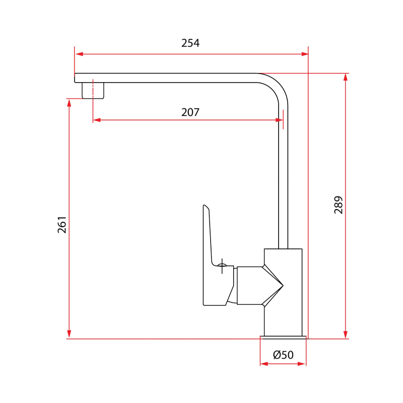 Rubine Sink Mixer STYLO 9144 BK Matte Black