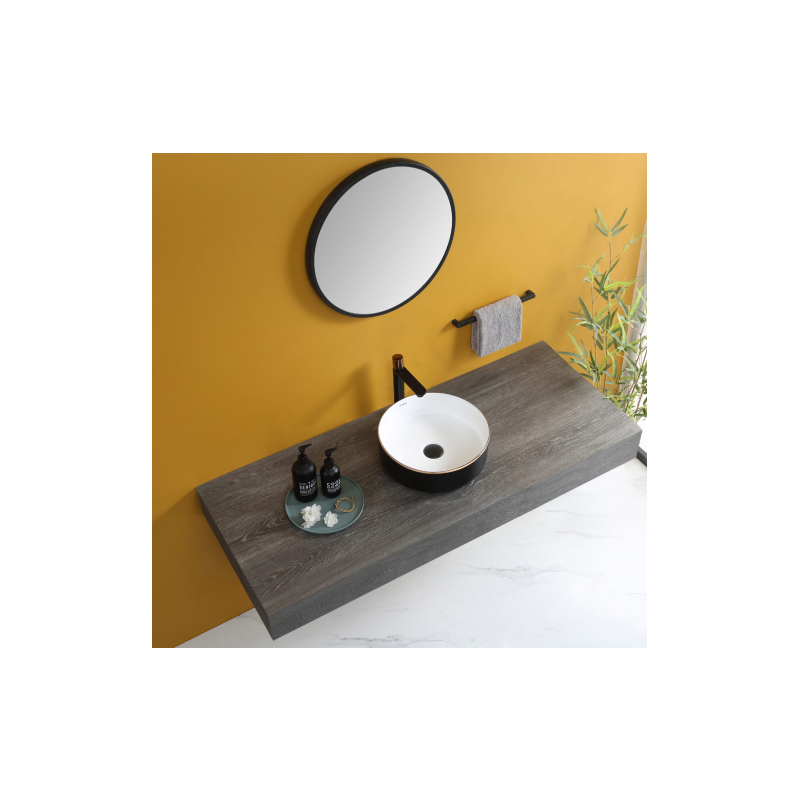 Rubine SPIN 36-BW Countertop Round Ceramic Basin