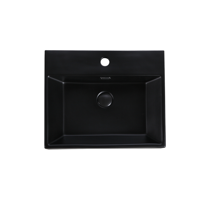 Rubine VENTO 50M-BK Wall-Hung / Countertop Rectangular Ceramic Basin