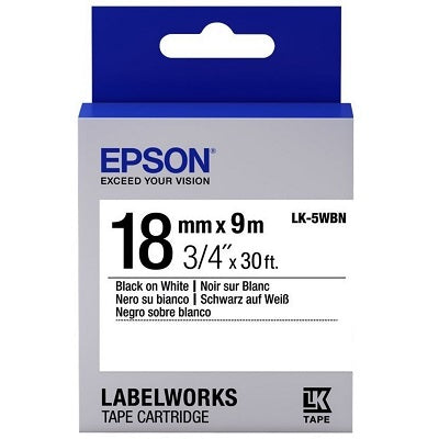 Epson LK-5WBN 18mm x 9m Black on White Label Tape