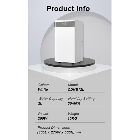 Cornell 200W 12L Dehumidifier