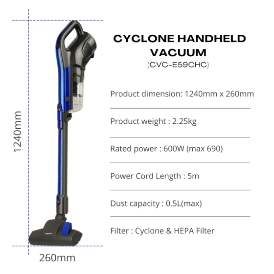 Cornell 600W Corded Handheld Vacuum Cleaner CVCE59CHC
