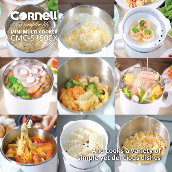 Cornell 800W 1.5L Mini Multi Cooker with Steam Tray