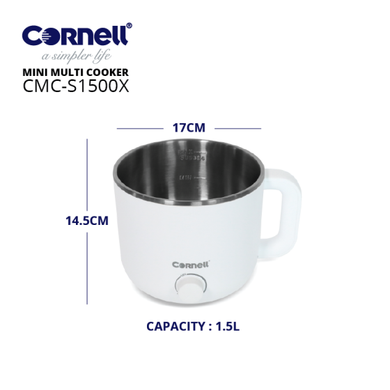 Cornell 800W 1.5L Mini Multi Cooker with Steam Tray