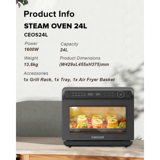 Cornell 1600W 24L Multifunctional Steam Oven Air Fryer