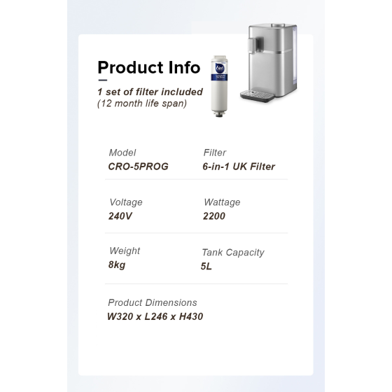 Cornell RO5 Pro 5L Water Purifier Instant Dispenser