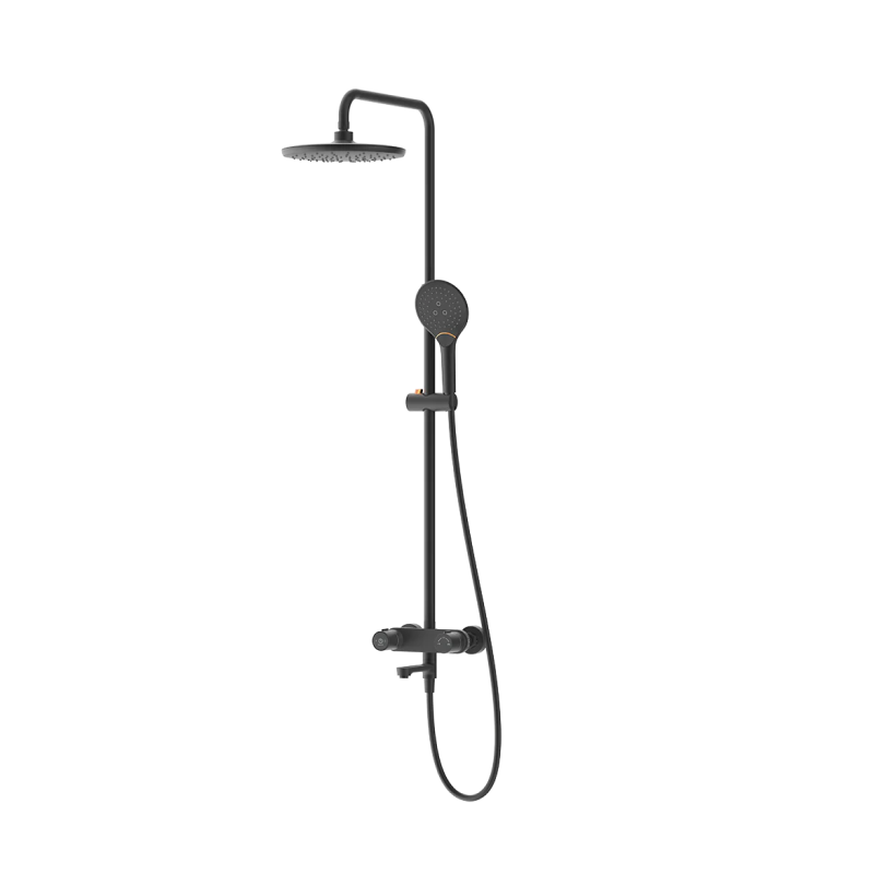 Rubine RSC-PUSHSTOP-R61-BK Pushstop Rainshower Column With Mixer (Matte Black)