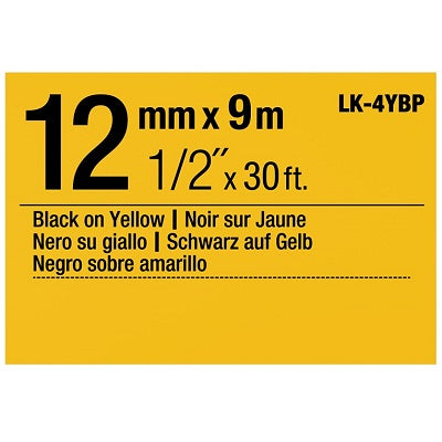 Epson LK-4YBP Black on Yellow Label Tape 12mm x 9m