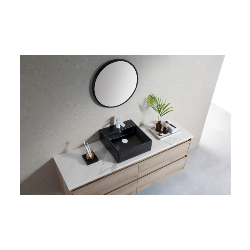 Rubine VENTO 40M-BK Wall-Hung / Countertop Square Ceramic Basin