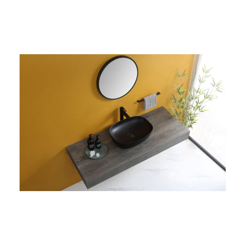Rubine QTRO 60-BK Countertop Rectangular Ceramic Basin