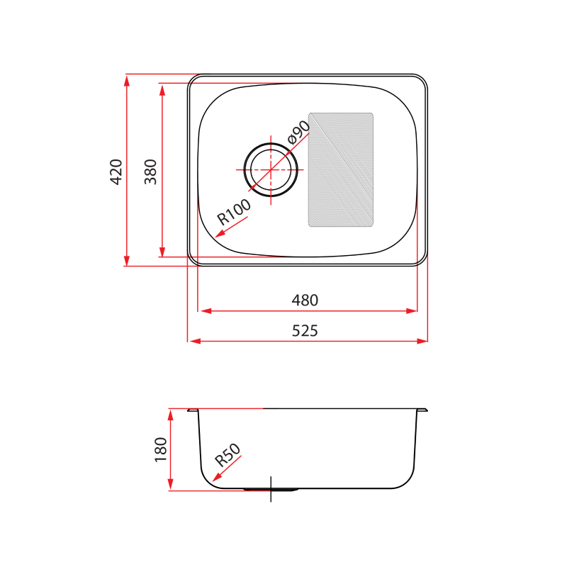 Rubine 1 Bowl Inset Stainless Steel Kitchen Sink BMX 610