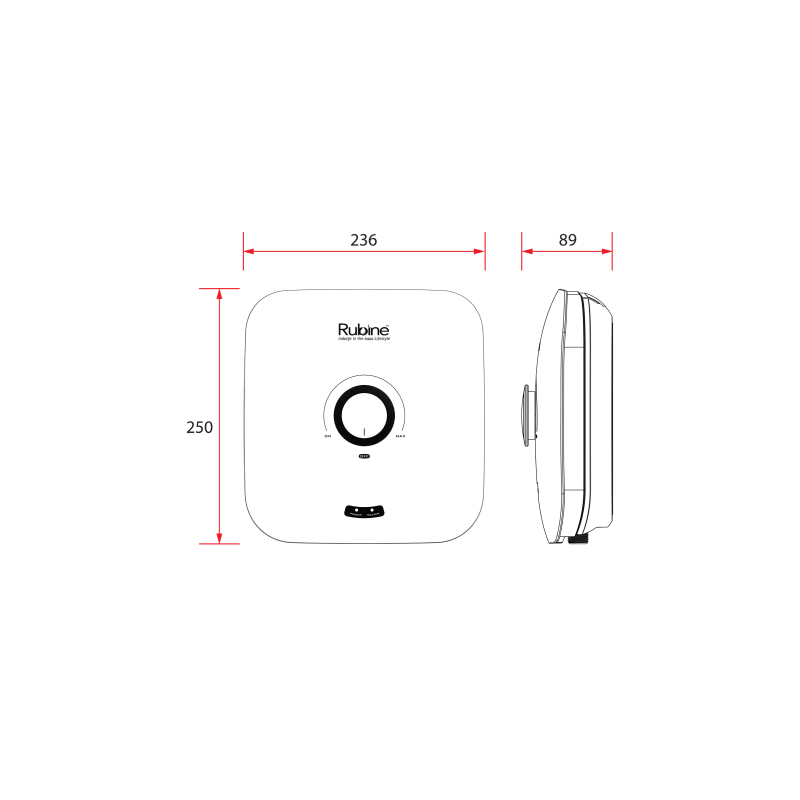 Rubine CHOCO 11B Instant Water Heater with Shower Set