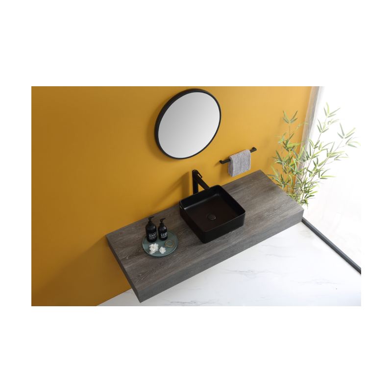 Rubine SQ 36-BK Countertop Square Ceramic Basin