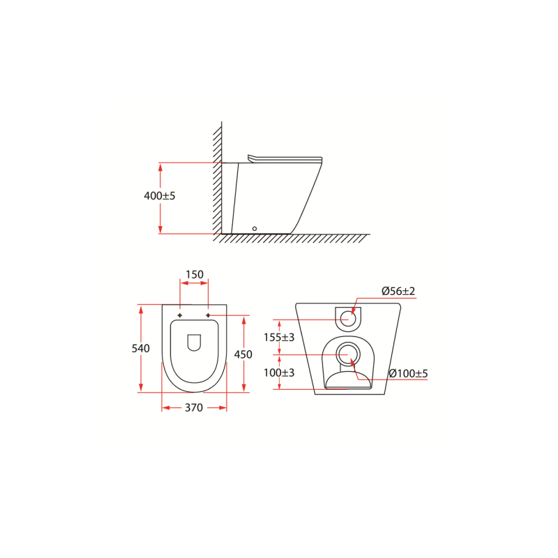 Rubine PF-406P07 Floor Pan Toilet (For Monoblok)