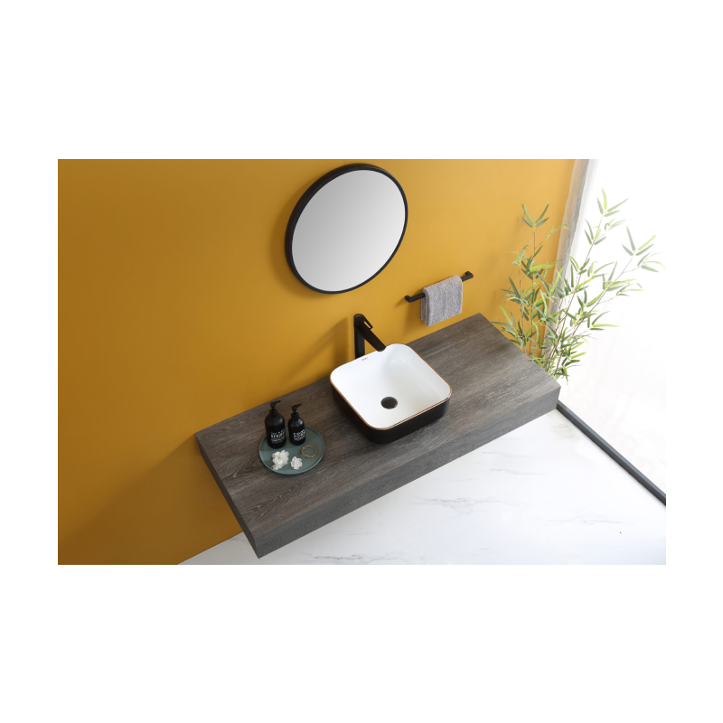 Rubine SQ 40-BW Countertop Square Ceramic Basin