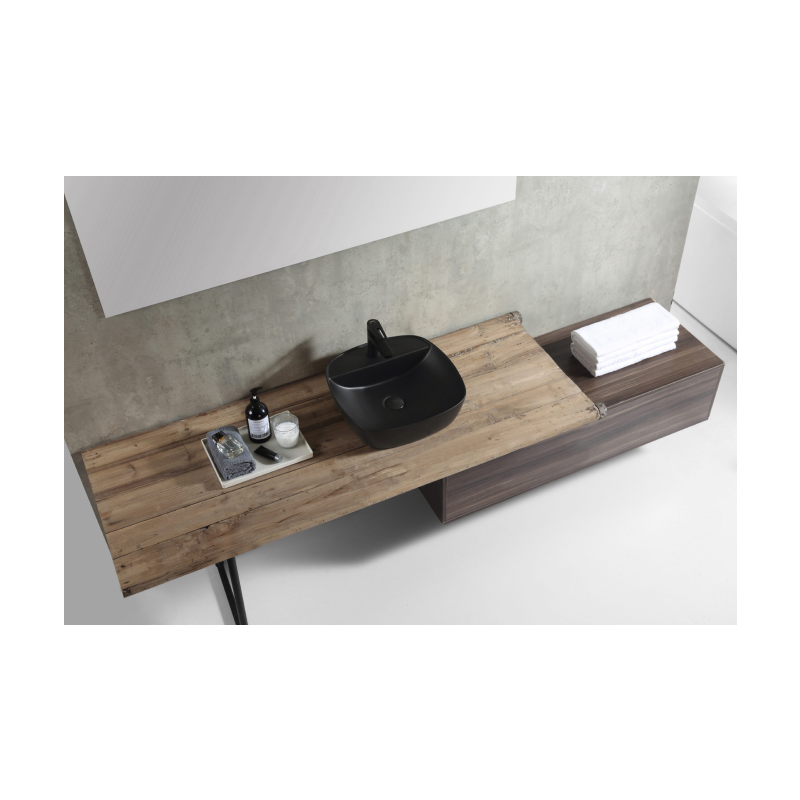 Rubine SQ 42M-BK Countertop Round Ceramic Basin