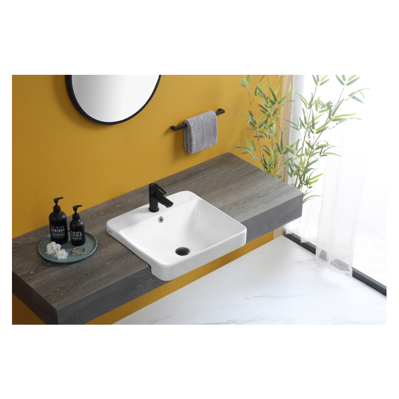 Rubine RIFF 50M Semi-Recessed Rectangular Ceramic Basin