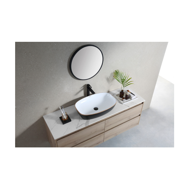 Rubine QTRO 60-BW Countertop Rectangular Ceramic Basin