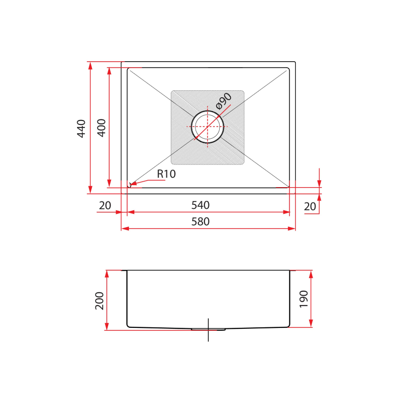 Rubine 1 Bowl Inset Stainless Steel Kitchen Sink KIX 810-58U
