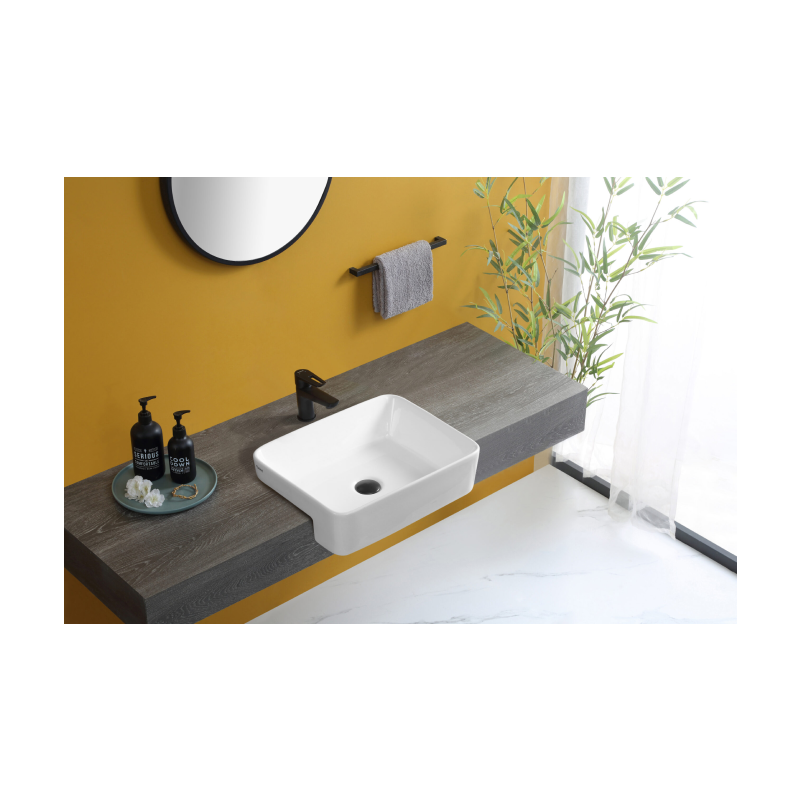 Rubine RIFF 48 Semi-Recessed Rectangular Ceramic Basin