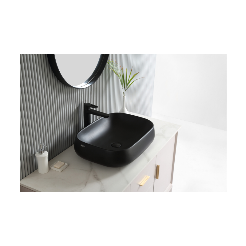 Rubine EVEA 56-BK Countertop Rectangular Ceramic Basin