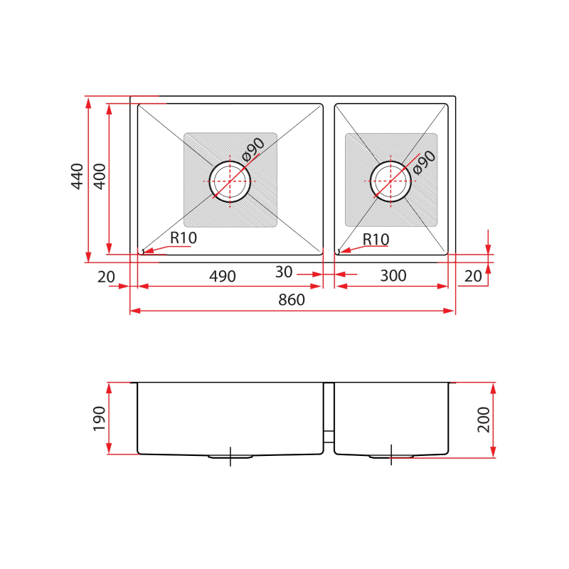 Rubine 1¾ Bowls Undermount Stainless Steel Kitchen Sink KIX 860-86U - Lion City Company