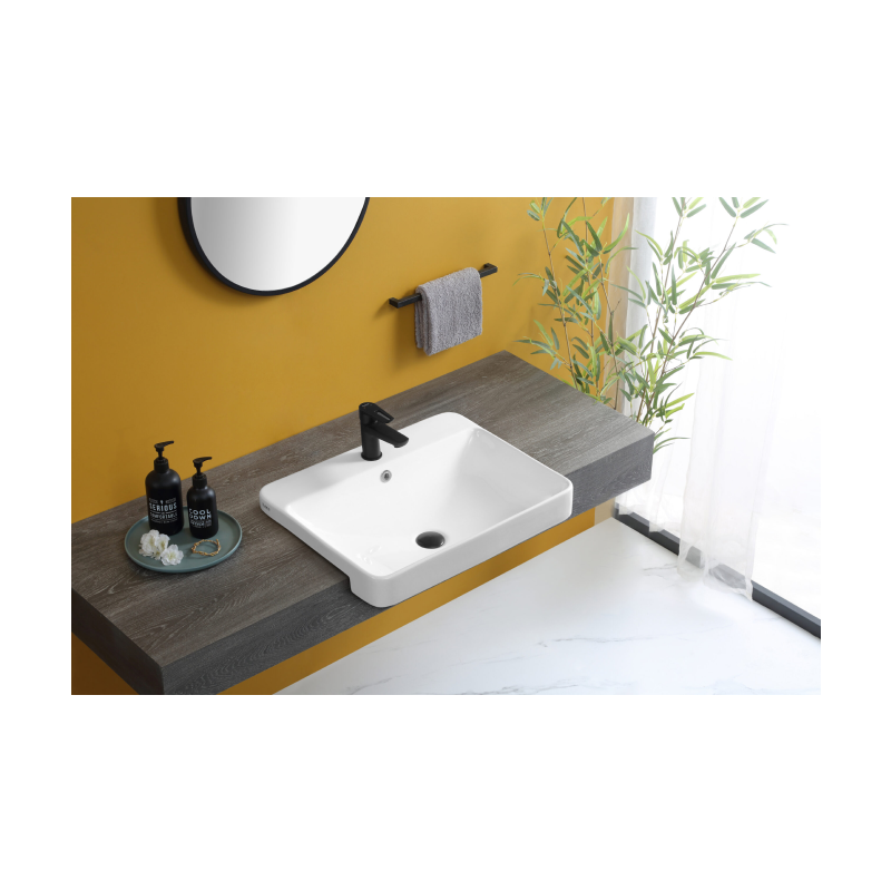 Rubine RIFF 59M Semi-Recessed Rectangular Ceramic Basin