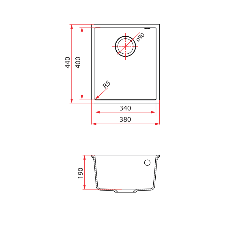 Rubine 1 Bowl Undermount Stainless Steel Kitchen Sink MEQ 810-38U PB