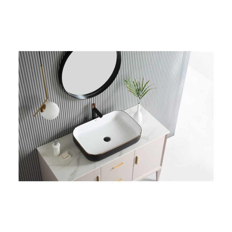 Rubine EVEA 60-BW Countertop Rectangular Ceramic Basin