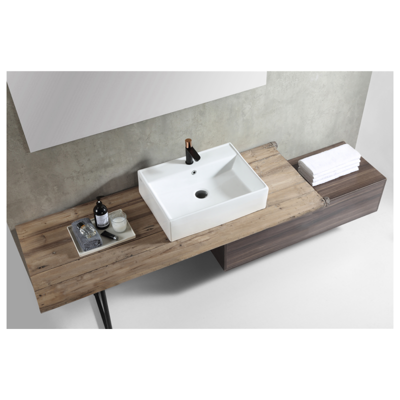 Rubine VENTO 58M Wall-Hung / Countertop Rectangular Ceramic Basin