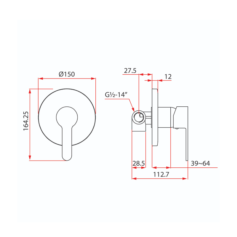 Rubine Conceal Shower Mixer Piccoli 3368
