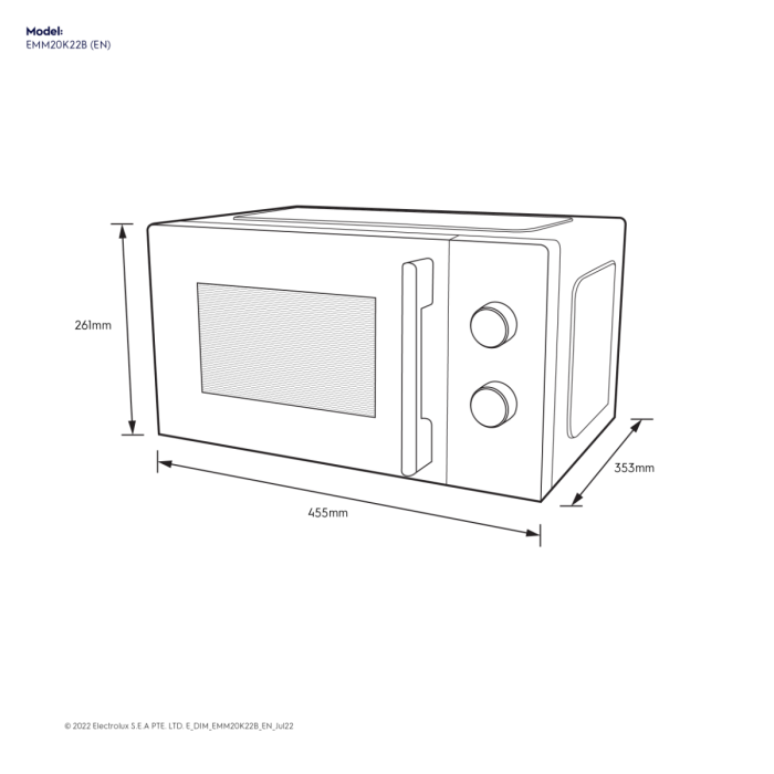 Electrolux EMM20K22B 800W 20L Microwave Oven