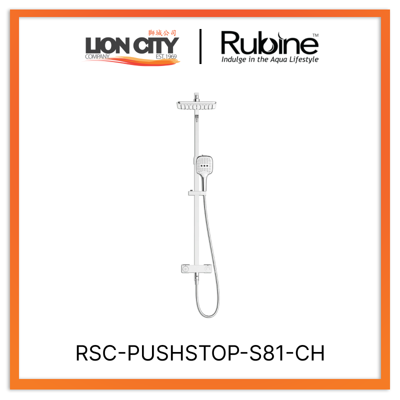 Rubine RSC-PUSHSTOP-S81-CH Pushstop Rainshower Column With Mixer (Chrome)