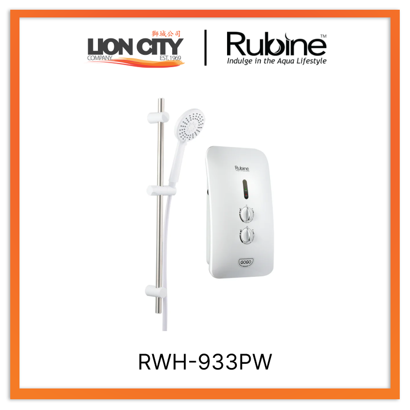 Rubine GOGO RWH-933PW 933 Electric DC Pump Instant Water Heater | RWH 933P (White)