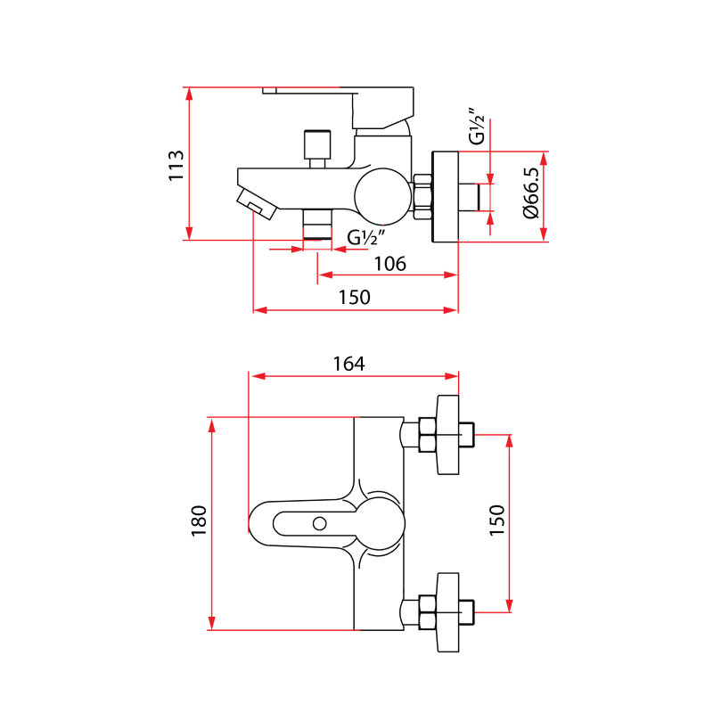 Rubine Bath Mixer Piccoli 3361