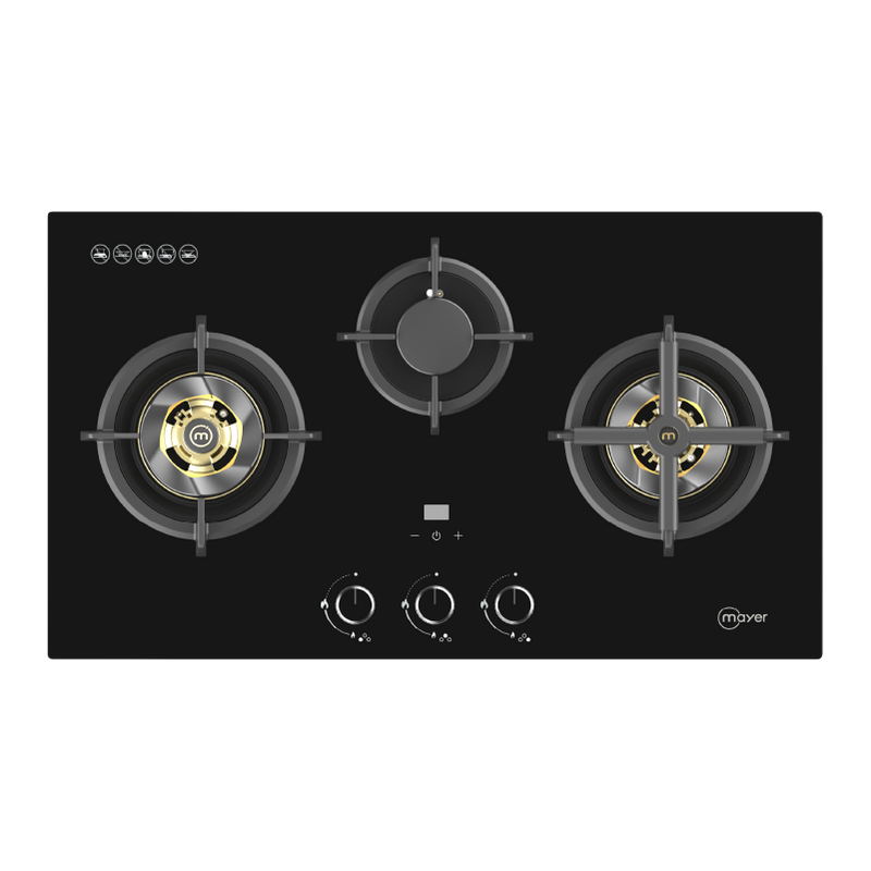 Mayer 78cm 3 Burner Glass Gas Hob MMGH3078HI