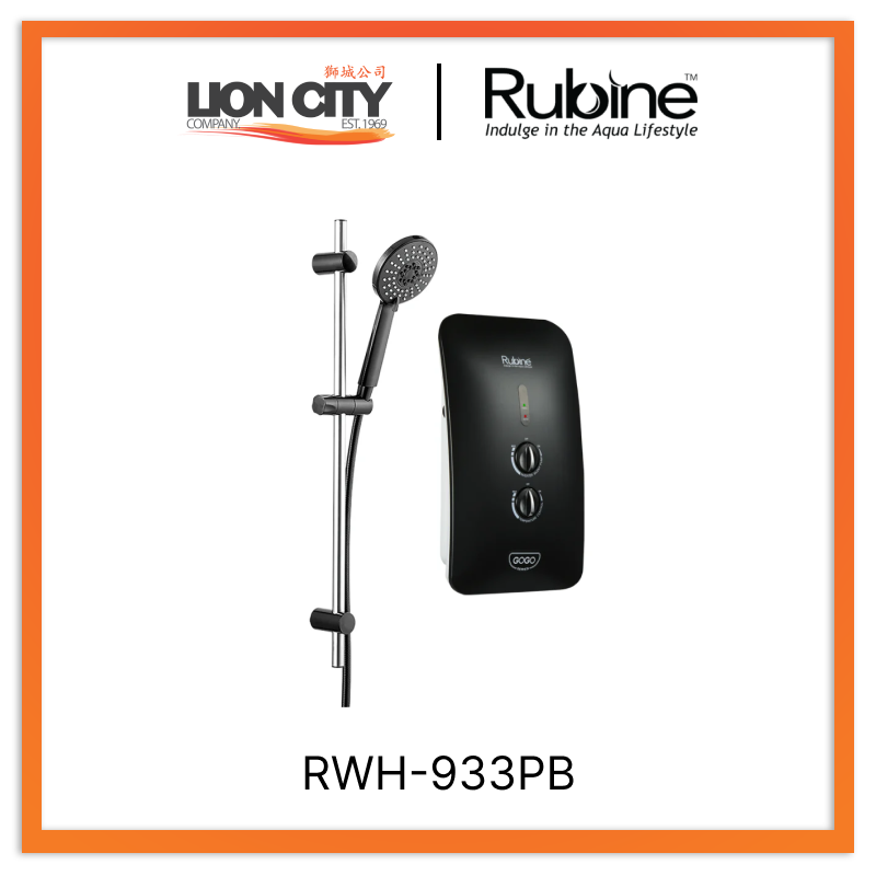Rubine GOGO RWH-933PB 933 Electric DC Pump Instant Water Heater | RWH 933P (Black)
