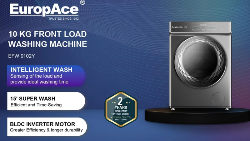 EuropAce EFW 9102Y 10 Kg Front Load Washing Machine