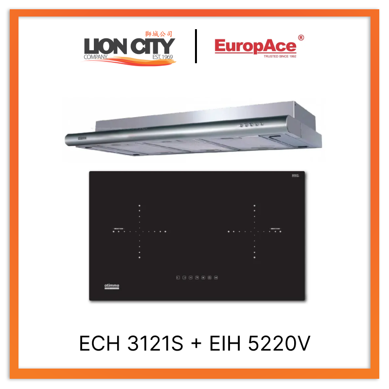 Europace Otimmo ECH 3121S 90cm Deluxe S/Steel Slim Hood + EIH5220V 70CM BUILT-IN INDUCTION HOB