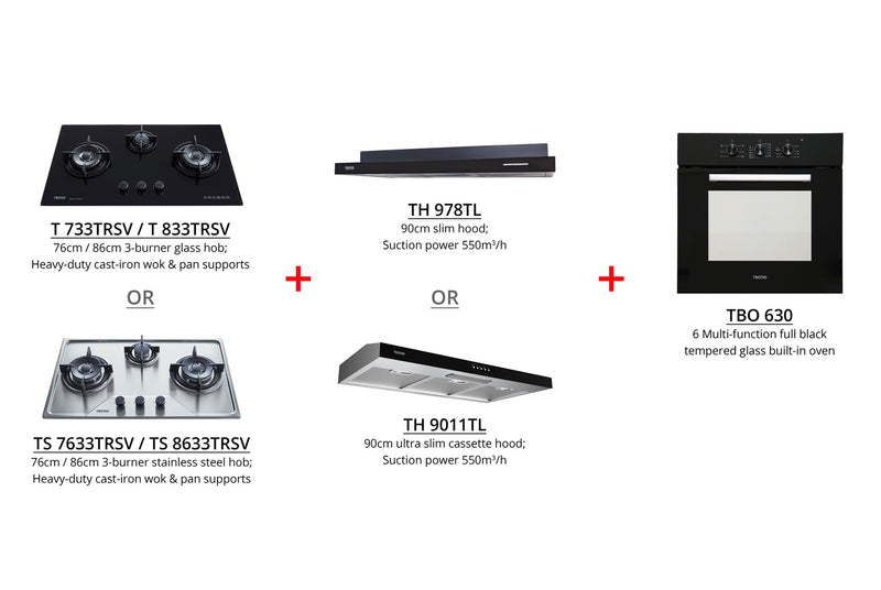 Tecno Cooker Hob Hood and Built-in Oven Kitchen Package
