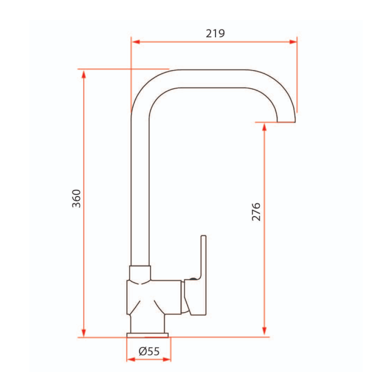 Rubine Sink Mixer PREMIO 2444