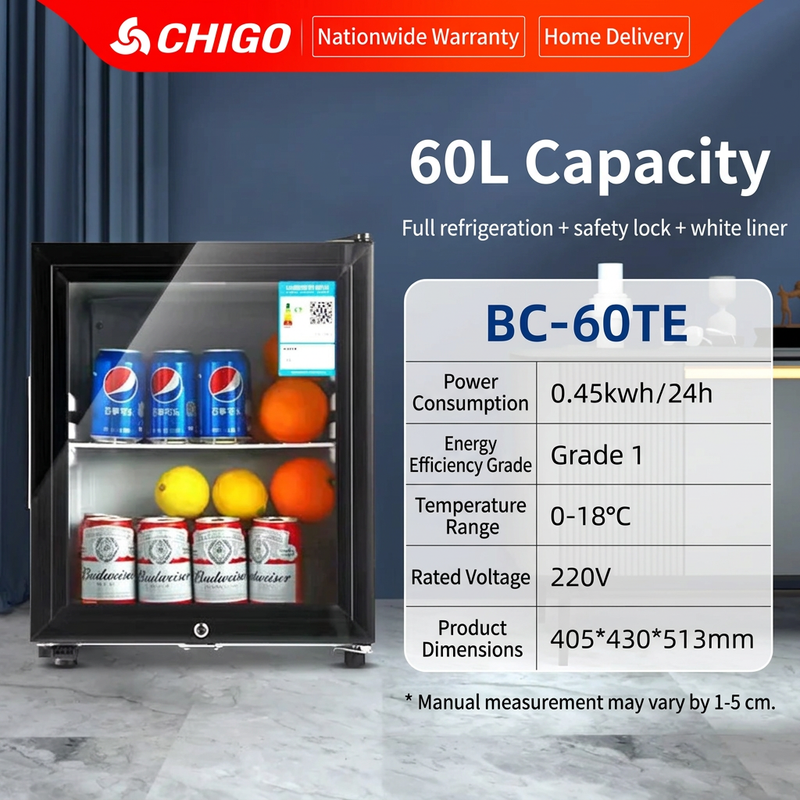 Beverage Refrigerator Transparent Display Wine Cabinet