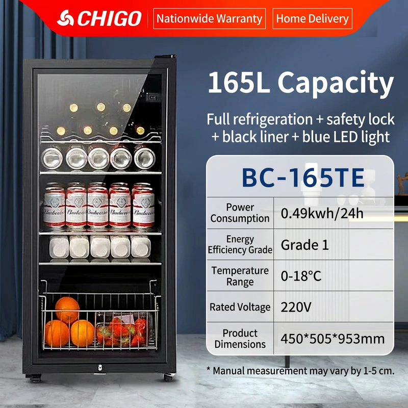 Beverage Refrigerator Transparent Display Wine Cabinet