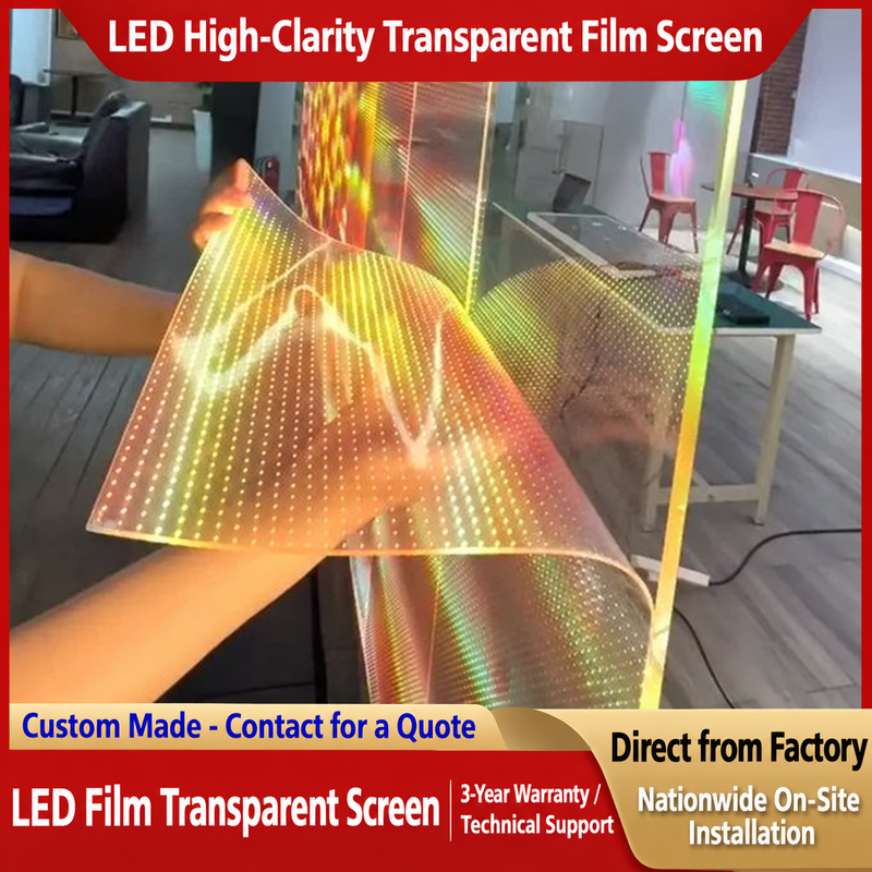 Flexible Transparent LED Film Display Screen HD Glass Advertising Panel
