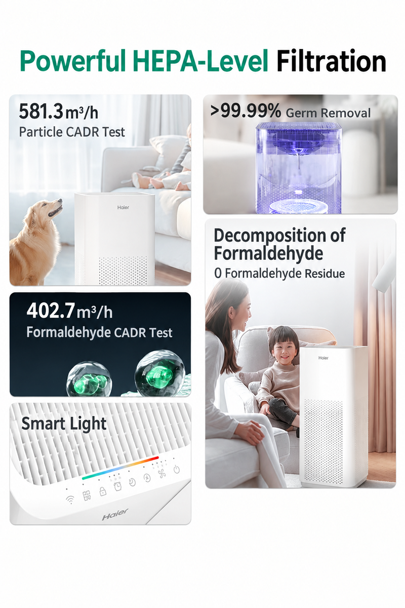 Air Purifier CADR, Germ Removal, and Formaldehyde Decomposition
